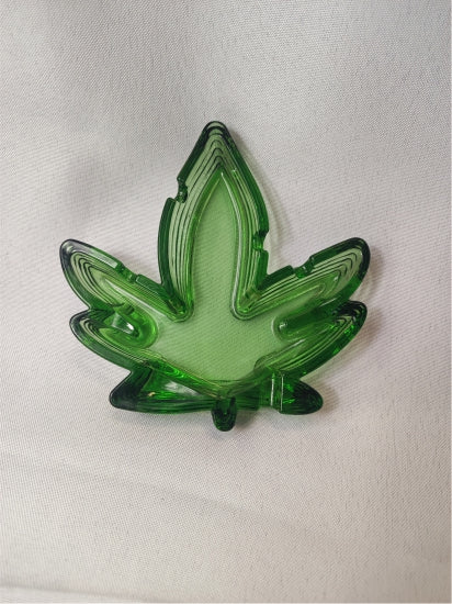 Glass Marijuana Leaf Ashtray