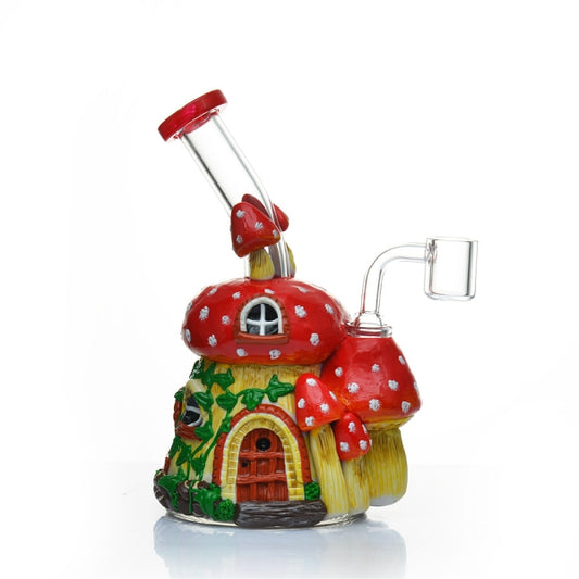 Glass & Resin House Magic Mushroom Waterpipe 19cm