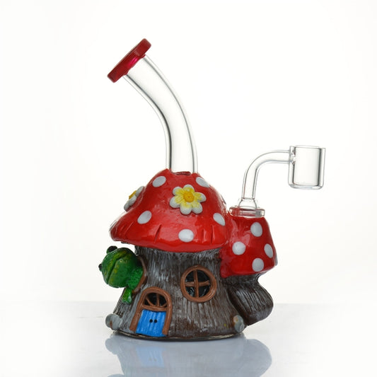 Glass & Resin Magic Mushroom Treehouse Frog Waterpipe 19cm