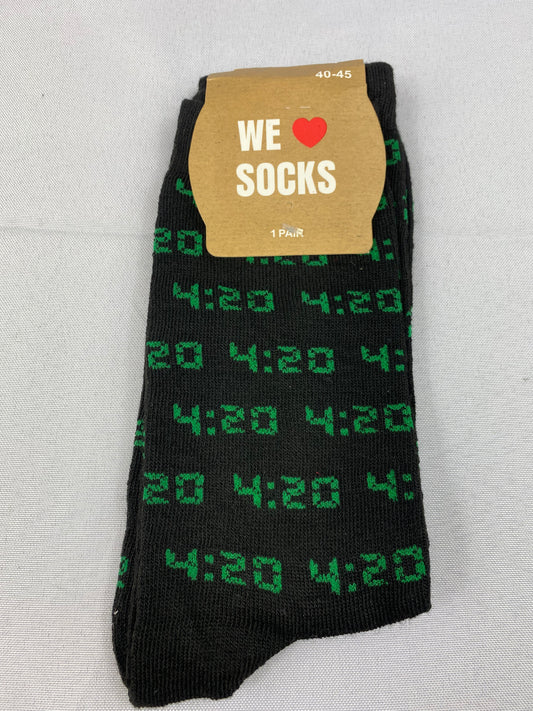 Black and Green 420 Clock Socks