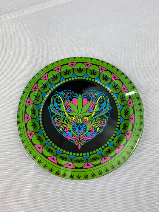 Weed Mandala Metal Ashtray