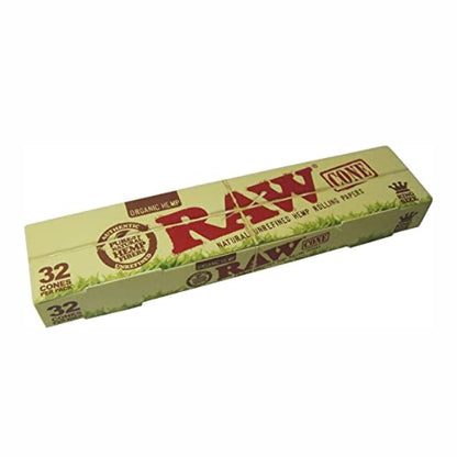 RAW Organic Hemp Kingsize Cones 32 Pack