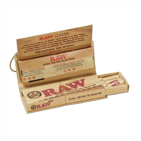 Raw Classic Connoissuer (Masterpiece) 1 1/4 Size With Pre Rolled Tips