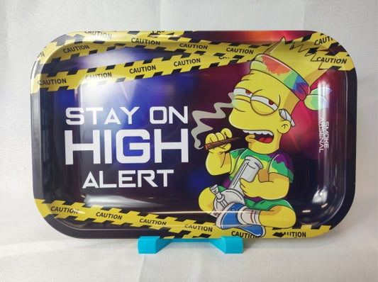 Smoke Arsenal 'Bart High Alert' Style Metal Rolling Tray