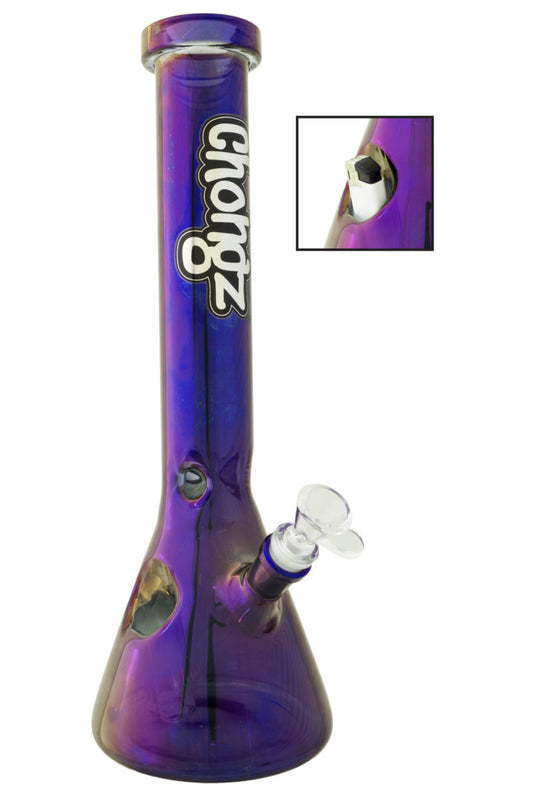 Chongz 38cm “B>R>D” Chromed Blue with Lighter Holder